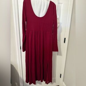 Chic Long Sleeve Burgundy Dress